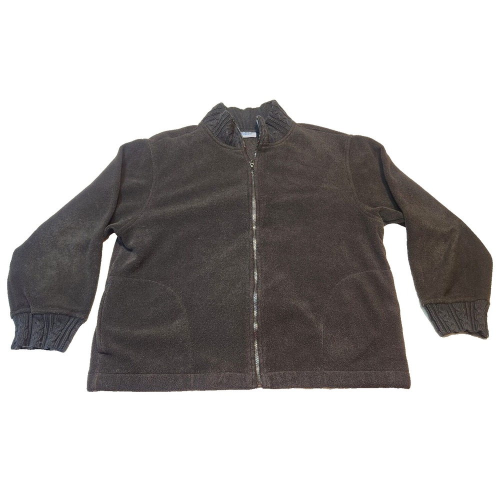 Pacer by Karen‎ Scott Black 100% Polyester Zip Up Jacket Sweater Size XL